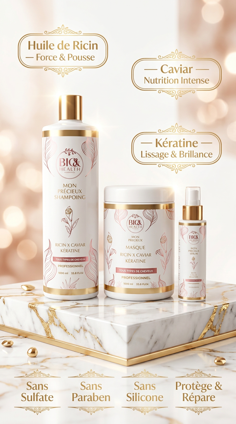 TRIO SOIN RICIN & CAVIAR — Sans Sulfate · Sans Silicone · Sans Parabène